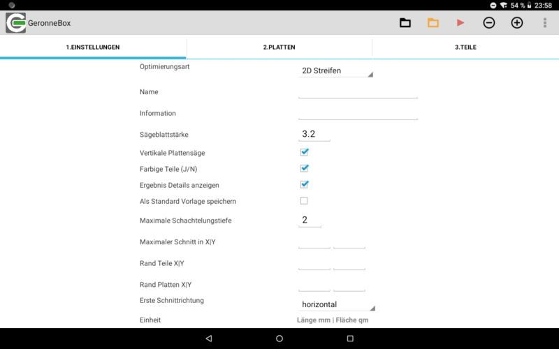 Zuschnittoptimierung Android Tablet Projekt OEM Version Geronne